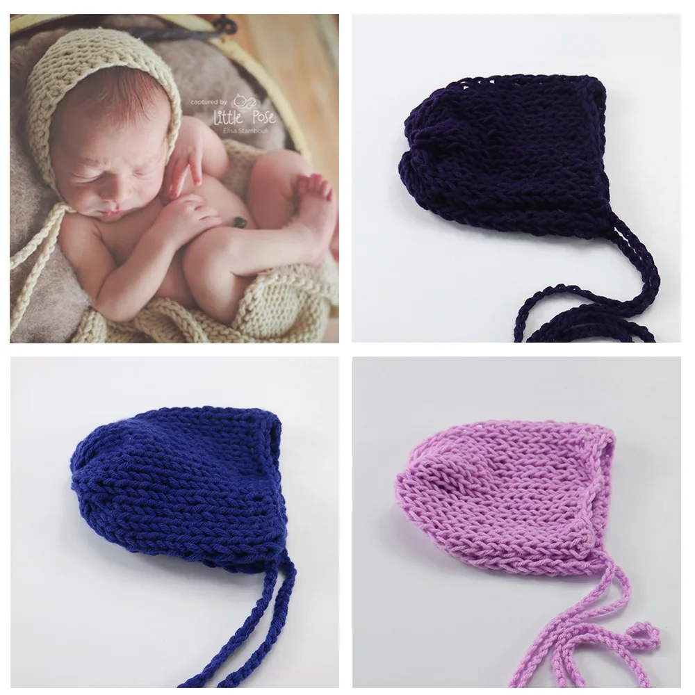 D&ampJ Soft Knitted Baby Hat Newborn Photo Props Caps Solid Color Infant Boy Girl Beanie Autumn Winter Xmas Bonnet Accessories | Детская