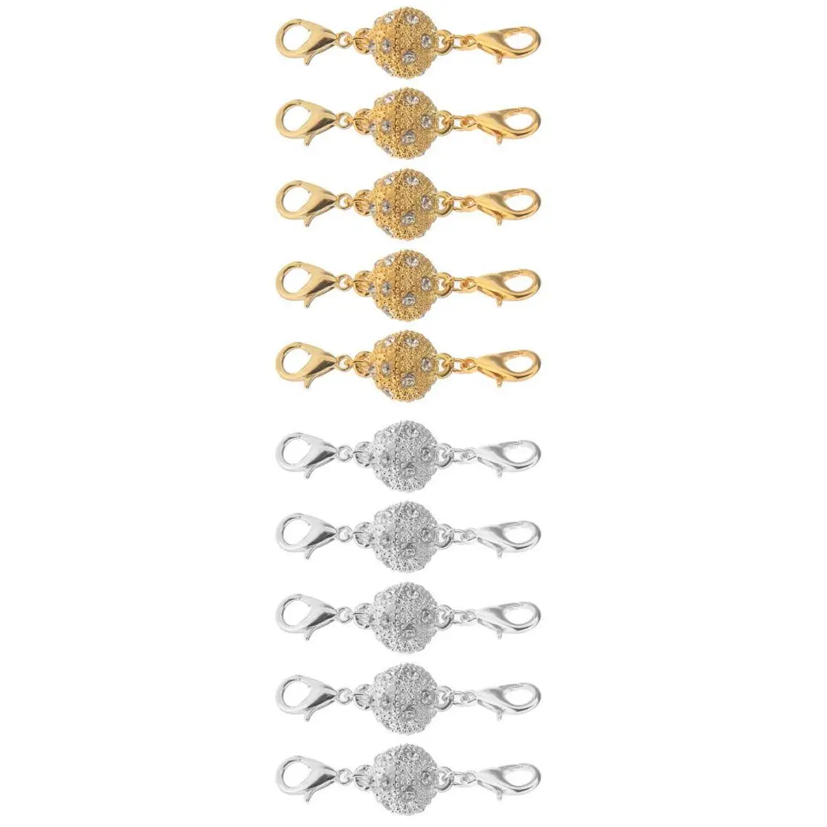 

10 Sets Rhinestone Pave Round Ball Clasp Necklace Connector Clasps