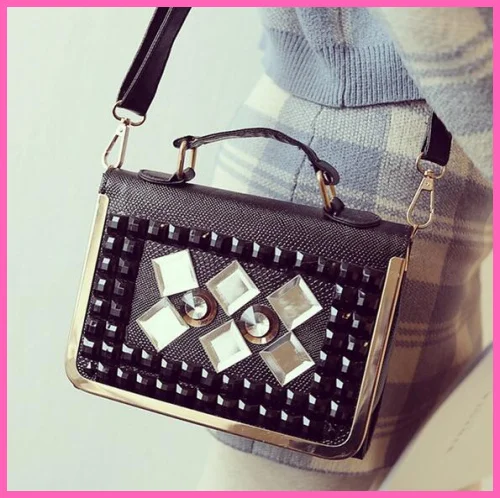 Мода небольшой площади сумка зима новый досуг алмаз сумочка заклепки сумки