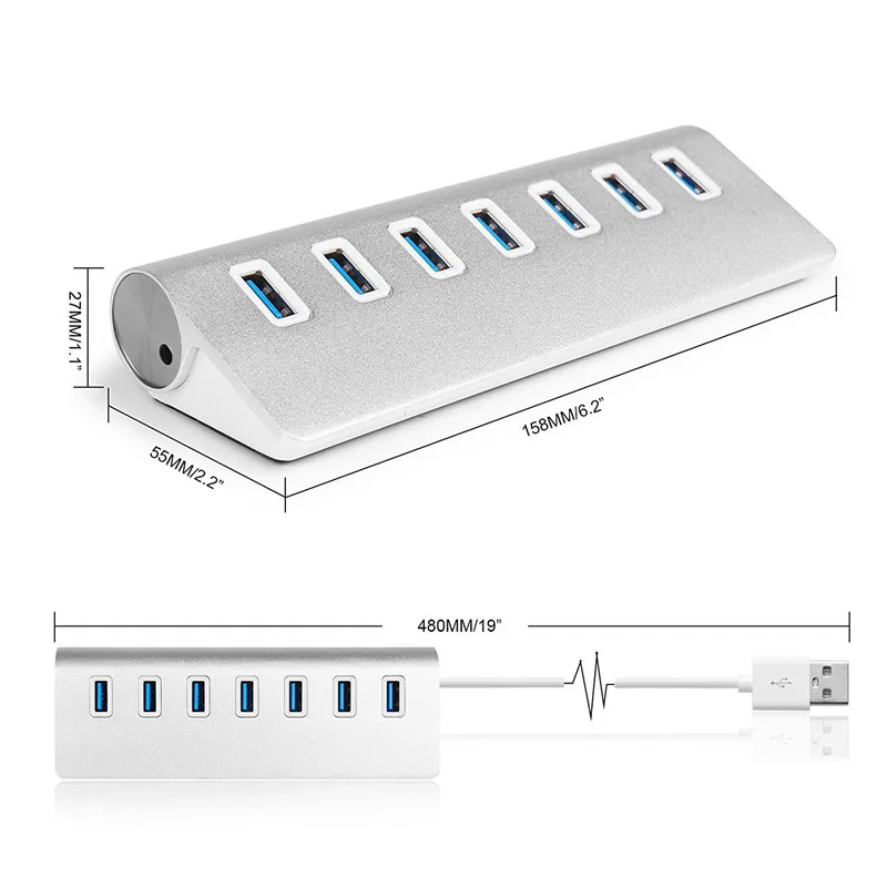USB разветвитель BinFul алюминиевый 7 портов 5 Гбит/с|usb hub 3.0|hub 3.0usb 3.0 |
