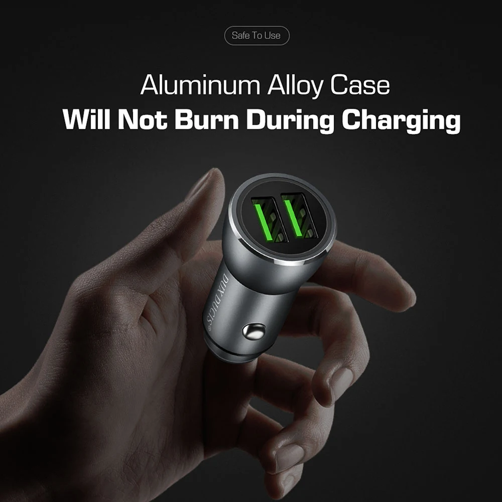 DUX DUCIS 36 Вт автомобильное зарядное устройство с двумя USB для iPhone Samsung Xiaomi быстрая