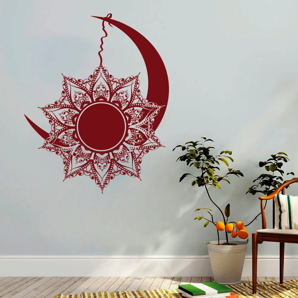 

Наклейки на стену «Луна и солнце», в богемном стиле, бохо, индийский декор, виниловый постер для дома, спальни, окна, виниловые наклейки AY1901