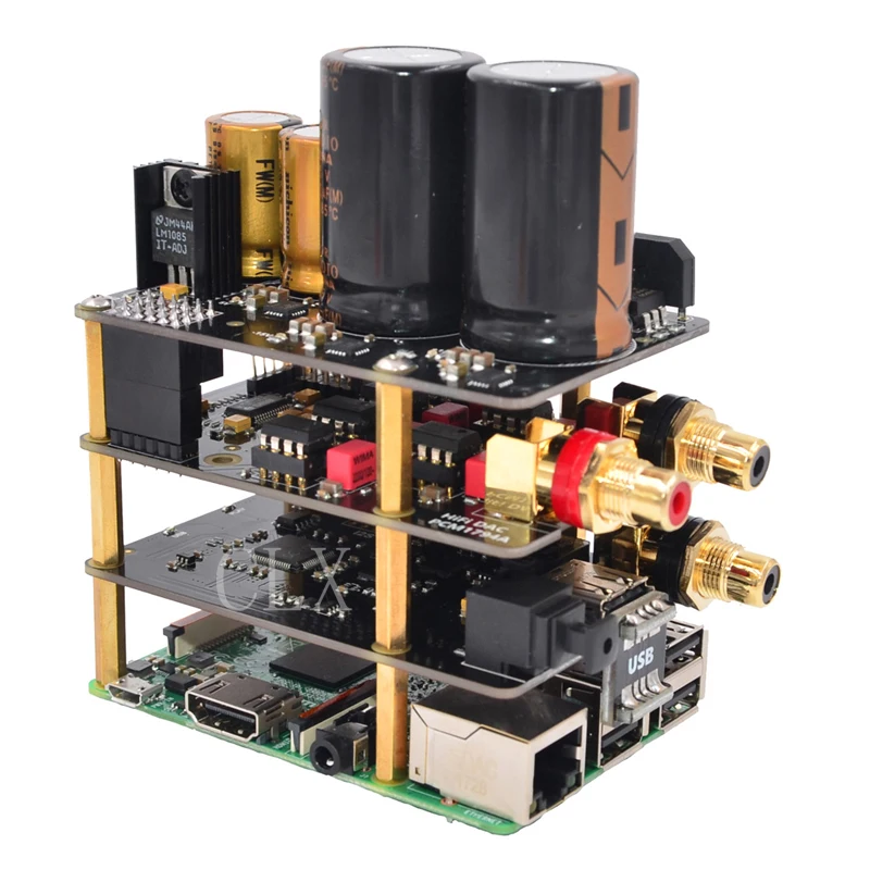 Raspberry Pi Kit X10 Hifi аудио комплект-B X10 ЦАП Плата расширения+ X10-PWR блок питания+ X10-I2S плата+ X10-RTR R-CORE