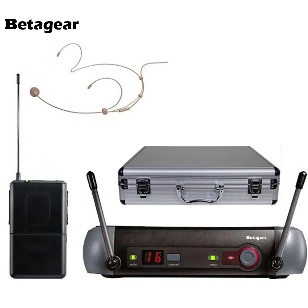 Betagear PXG24 58A одноканальный УВЧ вокальный беспроводной микрофон для караоке системы/Малый сценический ручной+ нагрудный+ гарнитура микрофон - Цвет: headset mic