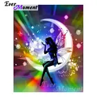 Алмазная живопись с изображением ангела Луны мультфильма радуги цветного крыла 5D Сделай Сам мозаика полная Алмазная вышивка настенное украшение S2F211