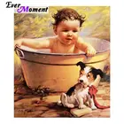 Алмазная живопись малыш мальчик Примите ванну с собакой 5d Сделай Сам алмазная живопись вышивка набор мозаики полный квадратный кристалл камни ASF738