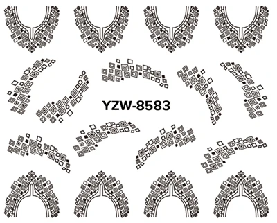 YZW8583 YZWLE 1 шт дополнительные черные кружевные наклейки для ногтей цветы красота дизайн ногтей Вода деколь Декорации Наклейки на аксессуары для ногтей - Цвет: YZW8583