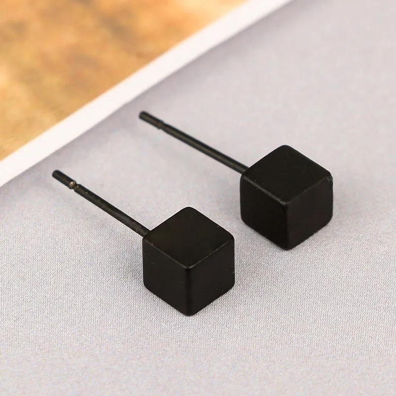 Black Square Большой J.W Мода 3 цвета Т-образная круглый кулон покрытый Треугольники прямоугольные серьги в виде геометрических фигур маленькие серьги-гвоздики ювелирные изделия в стиле минимализма - Окраска металла: Black Square
