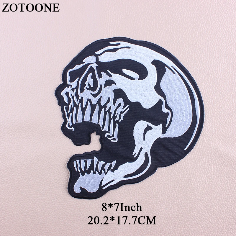 Вышивка ZOTOONE большая нашивка с черепом байкерские переводные наклейки помощью