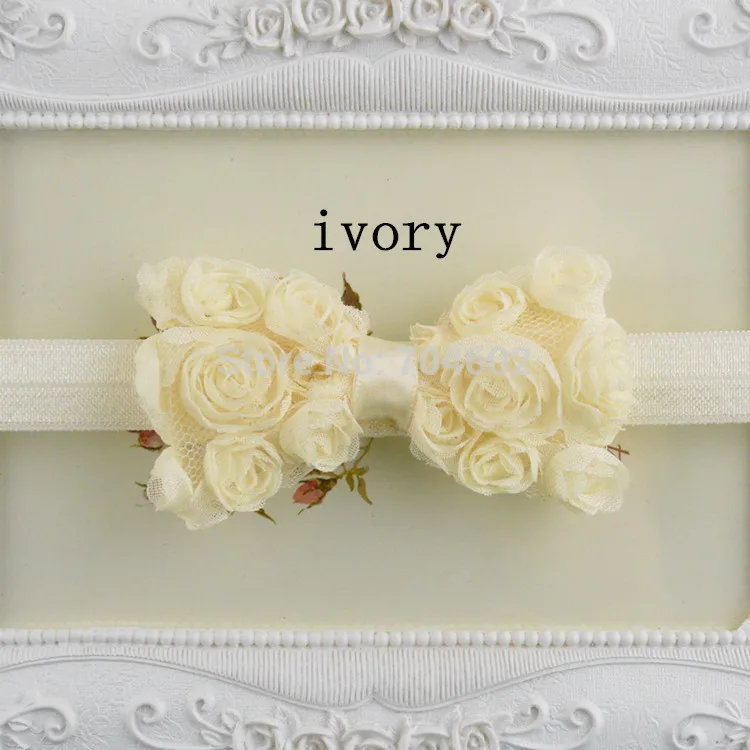 Топ Продаж Девушки шифоновые розы цветы ободки для волос с бантиками Бутик банты
