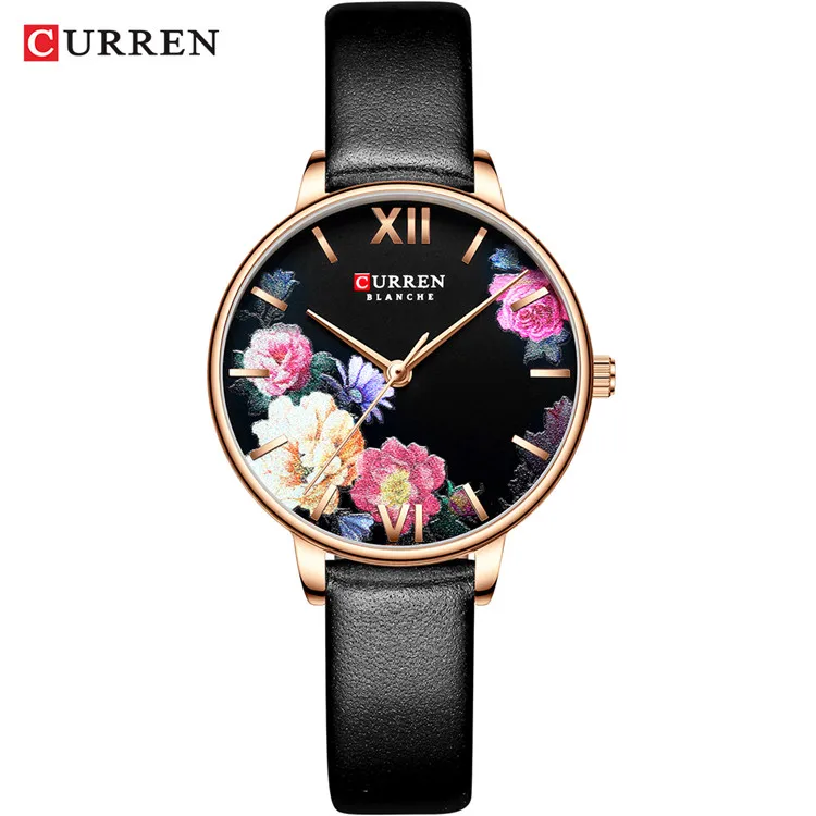 L black Curren женские часы брендовые роскошные часы женские Розовое Золото Кварцевые водонепроницаемые женские часы на запястье лучший бренд класса люкс - Цвет: L black