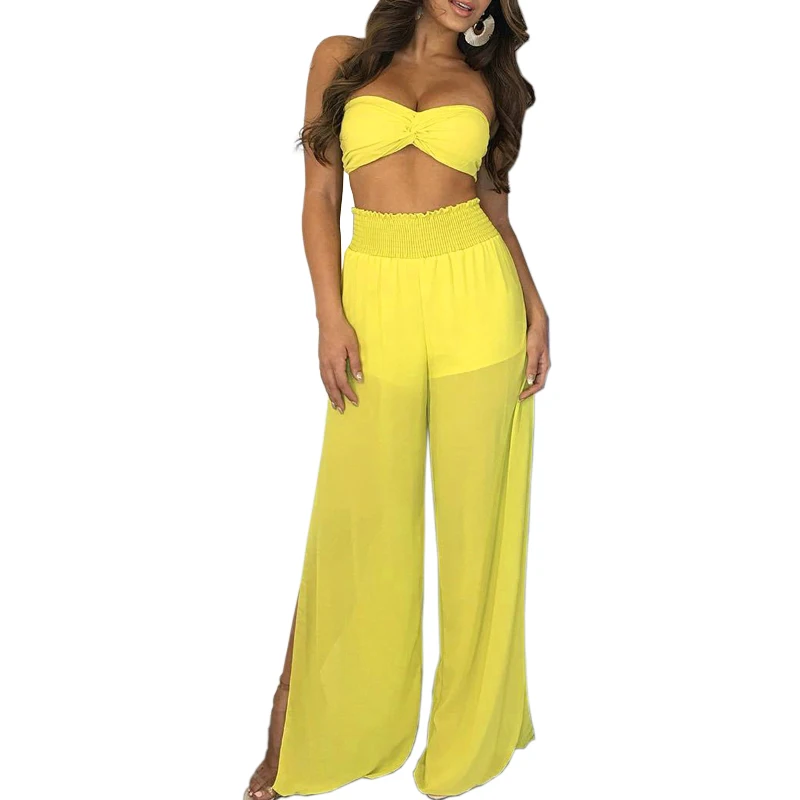 2018 женские летние сексуальные одноцветные укороченные топы без бретелек Брюки