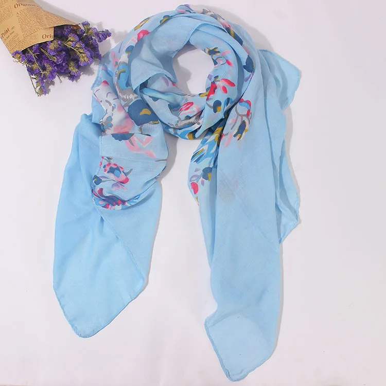 Женщины Цветочный Узор Саржевого Хлопка Шарф Цветок Печатных Качество Шали