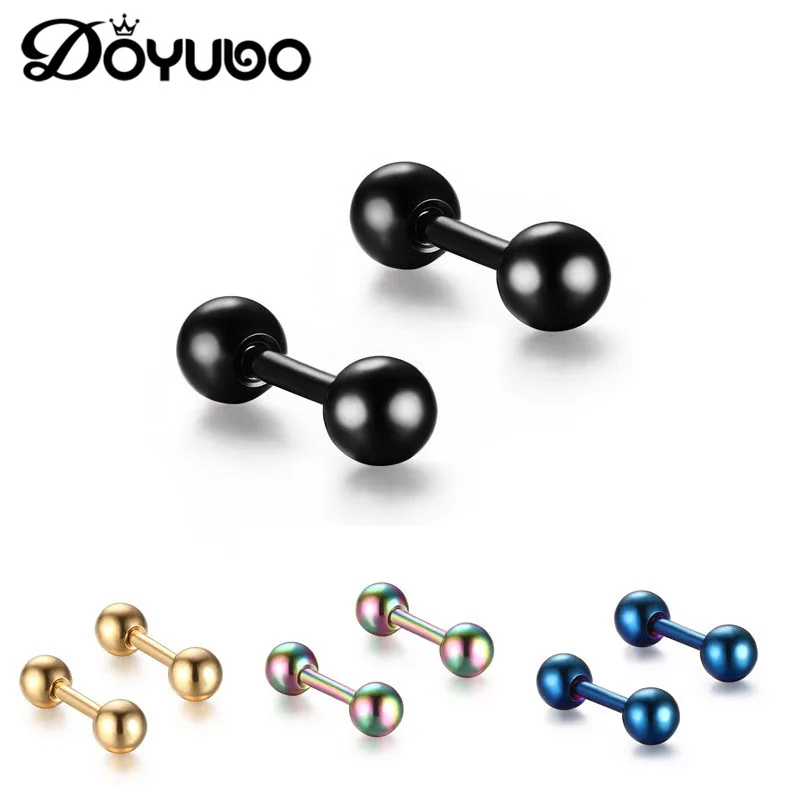 DOYUBO Новый 316L Нержавеющая сталь серьги из двух шариков с