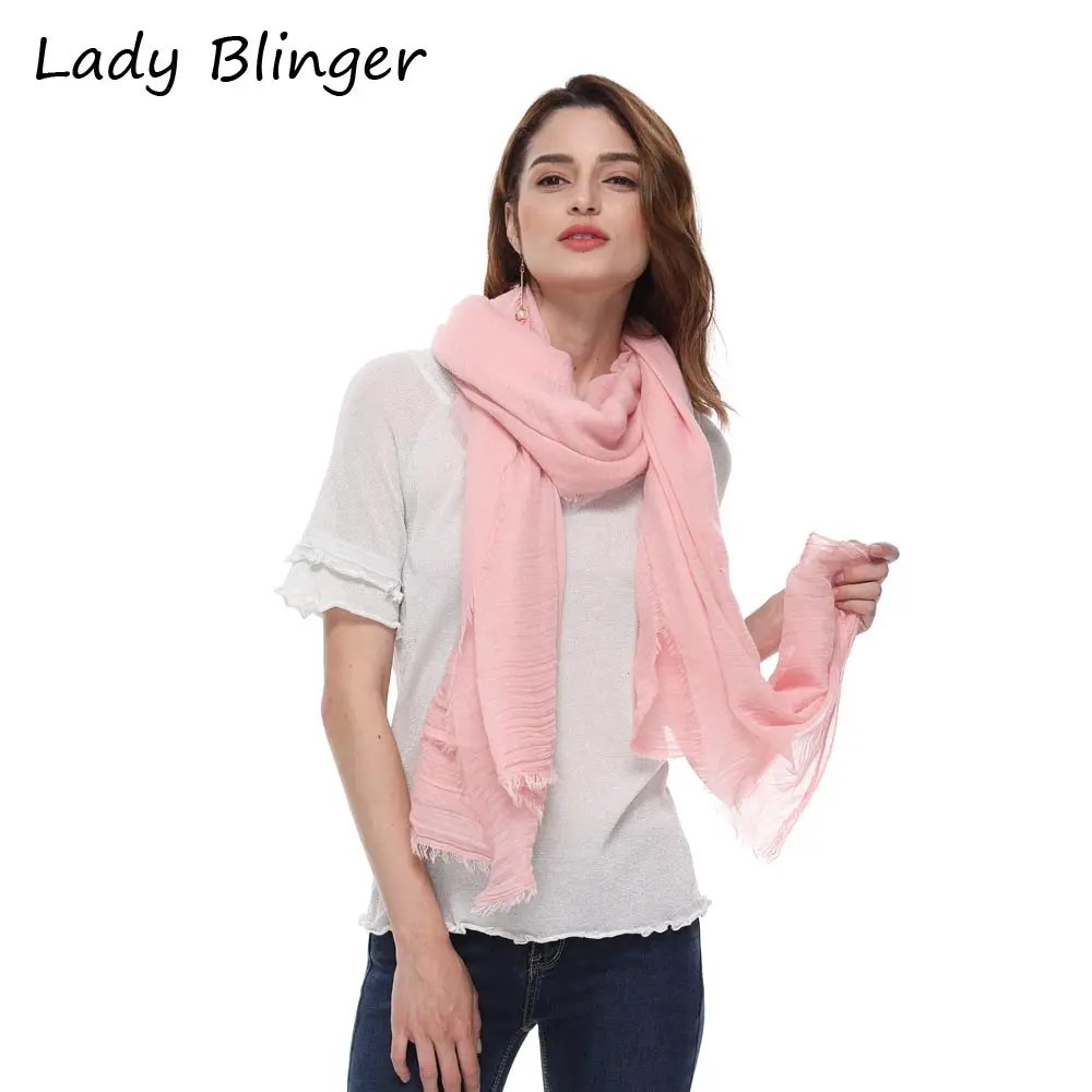 Женский розовый хлопковый шарф Blinger большого размера тонкий для женщин розовая
