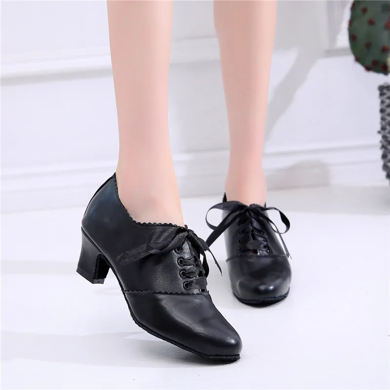 Black Women Latin Ballroom Dance Shoes 5cm Cuban Heel Cow Suede OutsoleWoman Shoe | Спорт и развлечения