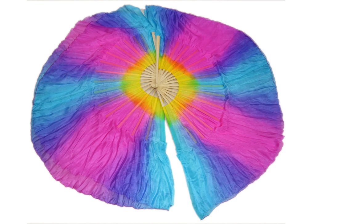 Разноцветные Шелковые искусственные короткие вееры для танца живота шелковые 1