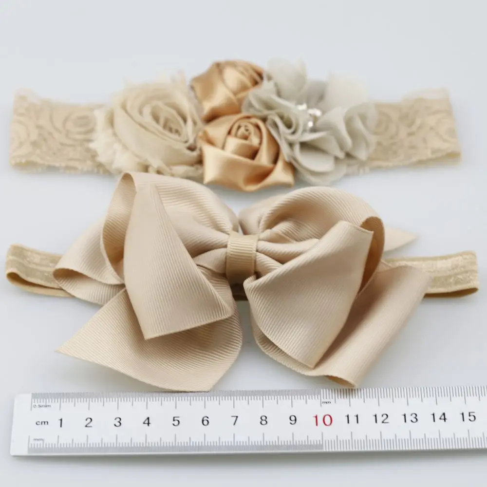 on sale 2pcs 2018 New Rose Lace hair band elastic double Bow flower Headband cute girls headwear children accessories | Аксессуары для