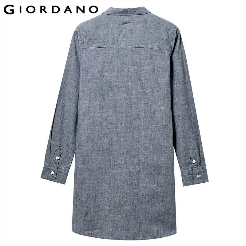 Giordano .женская хлопковая рубашка платье с длинными рукавами данная модель имеет