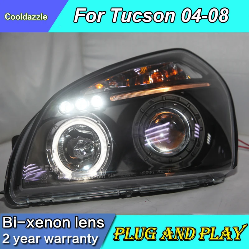 2004 2005 2006 2007 2008 год для hyundai Tucson светодиодный головной фонарь фары с дневными ходовыми огнями