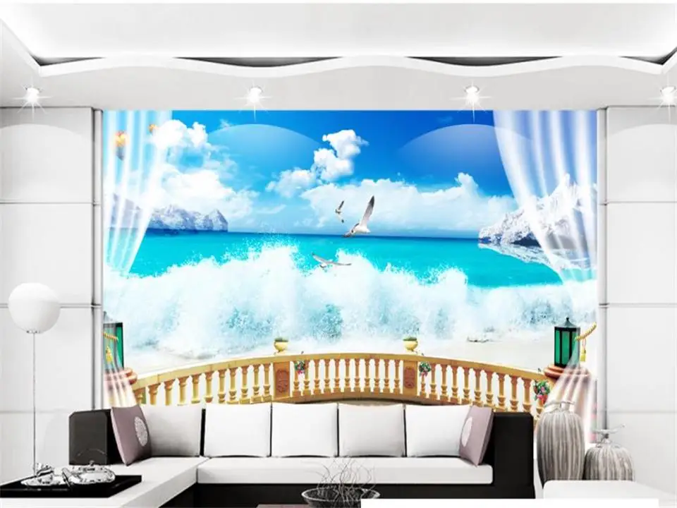 3d фотообои для гостиной на заказ фрески серфинга и Морского Пейзажа картина