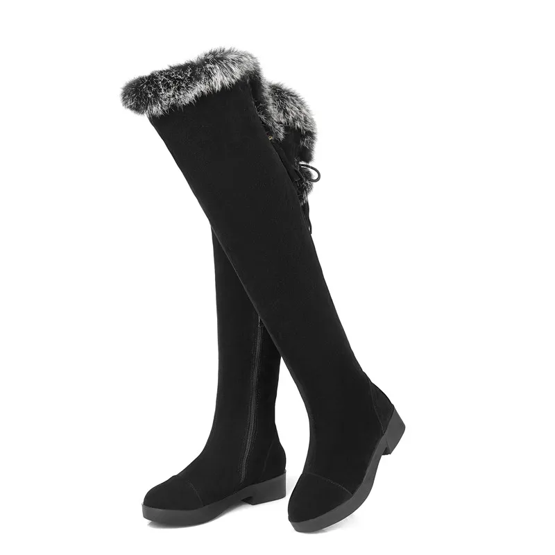 ENMAYLA Winter Flock Long Boots Shoes Woman Black Gray Zip Charms Large Size 34 43 Over the knee Platform White Shoes|boot shoes|boot shoes