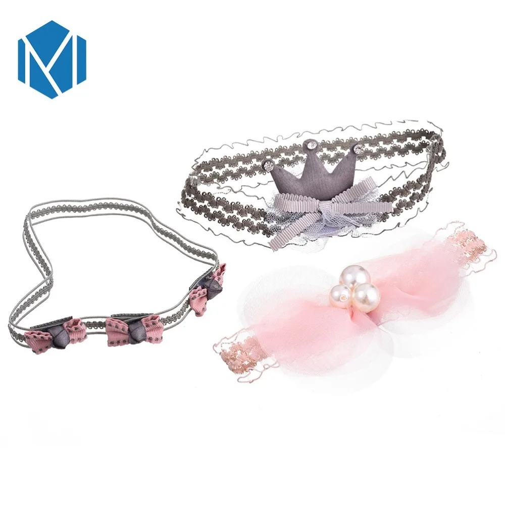 M MISM Child Girls Sweet Bow-knot Turban Chiffon Ball Headband Kids Baby Crown Hairband Hair Accessories Elastic | Украшения и