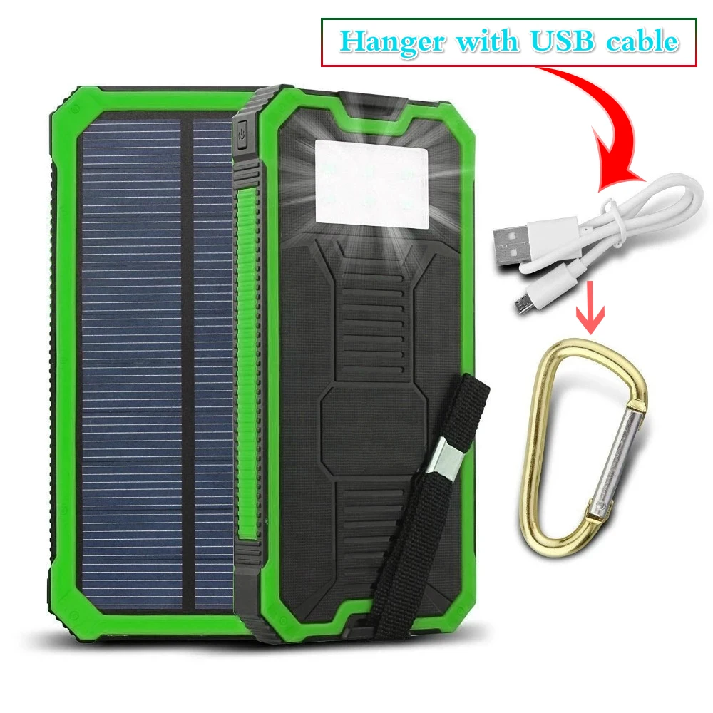 30000 мАч power Bank Солнечная Водонепроницаемая солнечная панель зарядное устройство двойной USB внешний аккумулятор с светодиодный лампой открытый для iPhone X XS 8 7 6