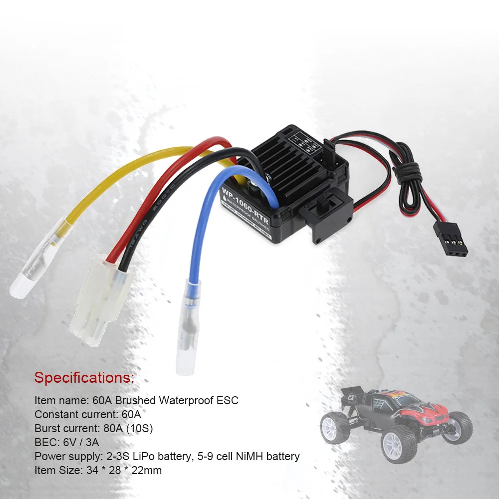 WP 1060 RTR водонепроницаемый матовый 2 S 3 60A ESC для 1/10 Tamiya Traxxas Redcat HPI RC Car|60a esc|esc 60aesc brushed |