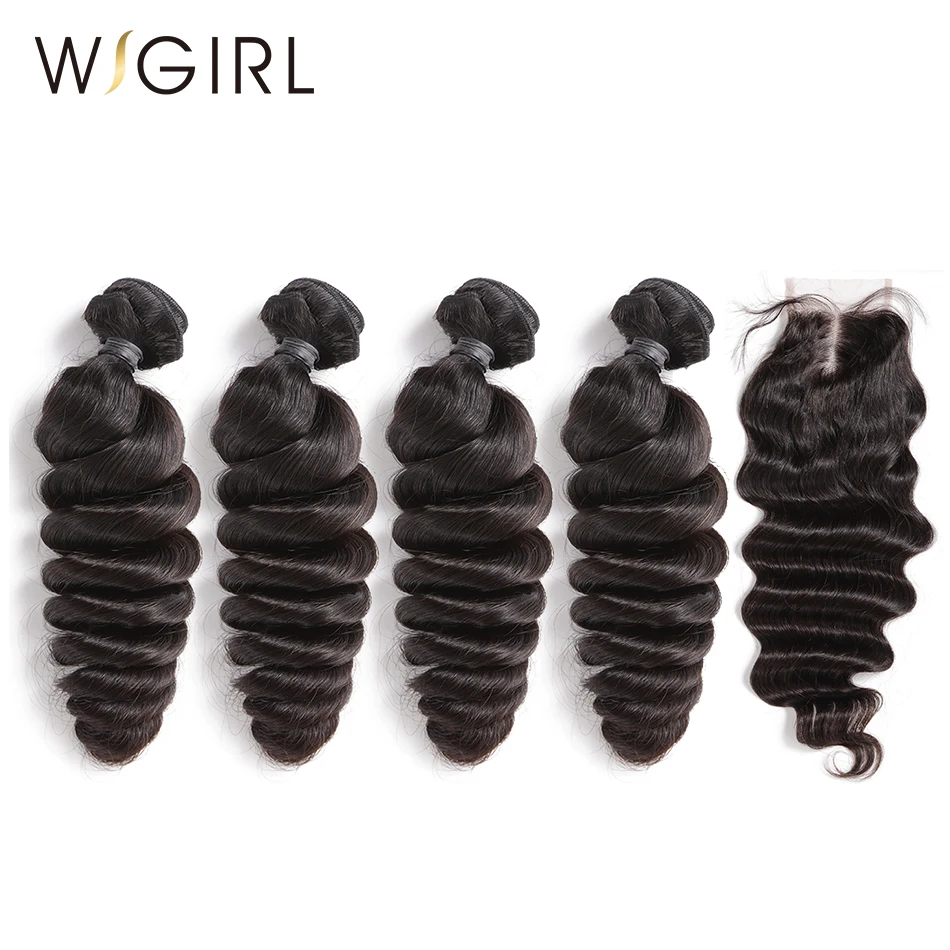 Wigirl свободная волна 8 28 30 дюймов 3 4 бразильские человеческие волосы пучки с 4x4
