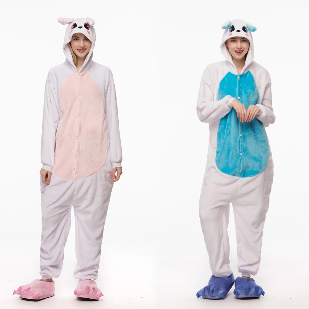 

Pajamas Adult Onesie Women Pyjamas Pijama Rabbit Animal Sleepwear Onepiece Winter Night Suits 2019