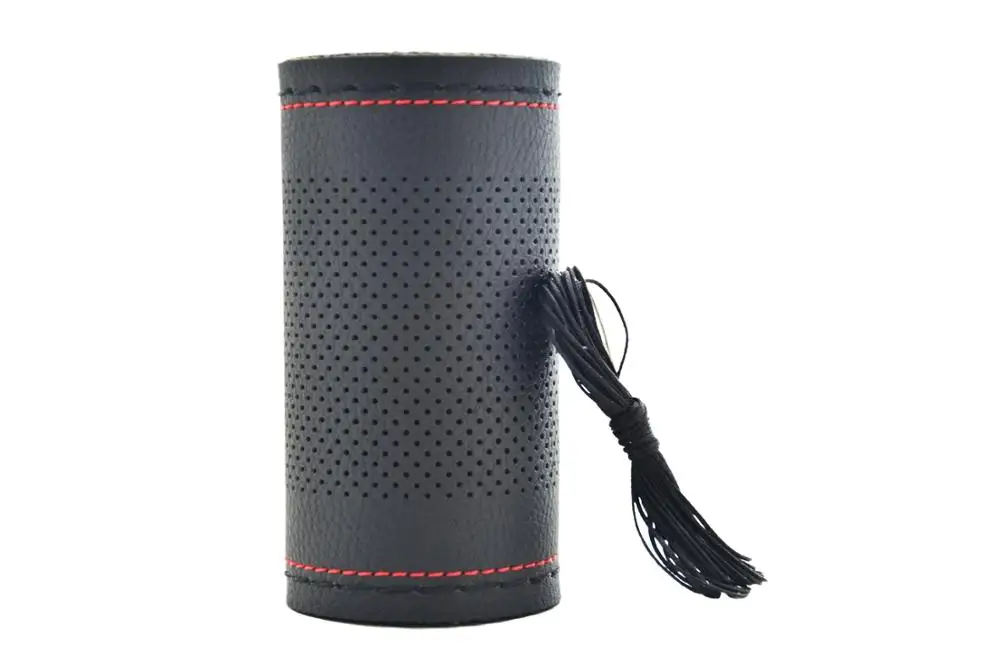 Black and Red DIY большая вышитая нить микрофибра кожа автомобильная ручка Крышка обычно используется для всех круговых рулевого колеса - Название цвета: Black and Red