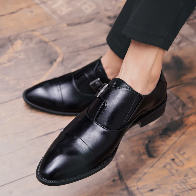 ECTIC/Классические офисные Мужские модельные туфли черные кожаные Формальные с