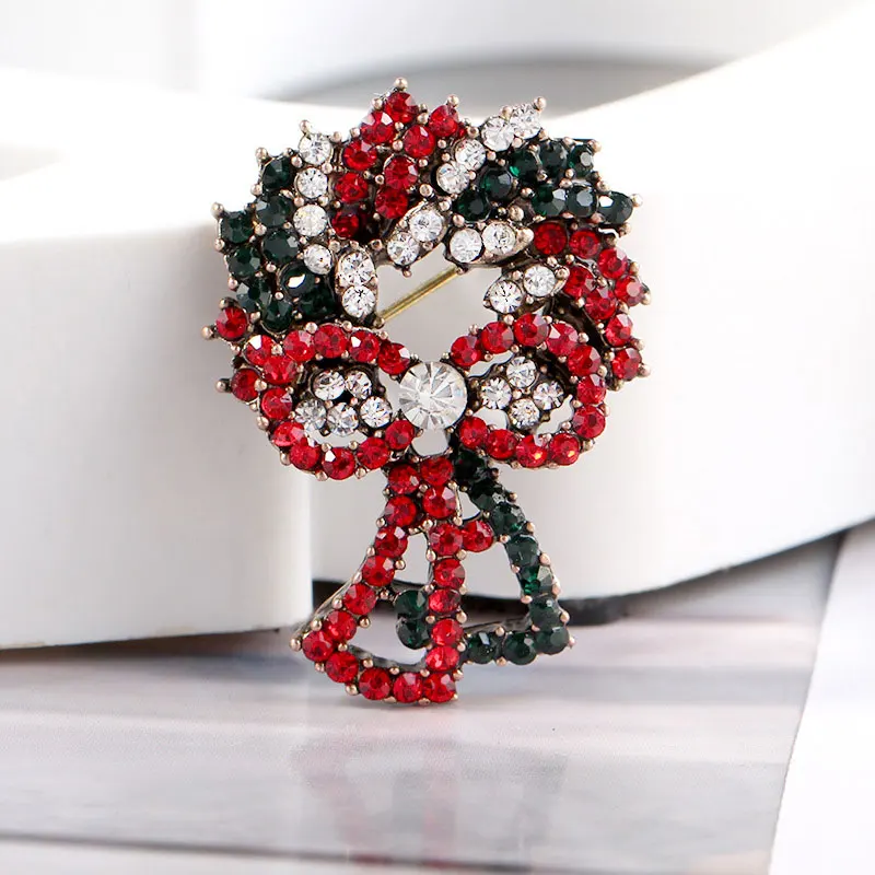 Fashion Cute Brooch Christmas Style Bell Tree Floral Brooches for Women Alloy Rhinestone Classic Broche Vintage Gift Pin | Украшения и