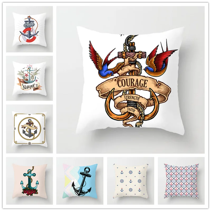 

Houspace Polyester Peach Skin Sea Anchor For Home Pillow Decor Sofa Car Decorative Gift Chair Seat Pillow Case Cushion Cover