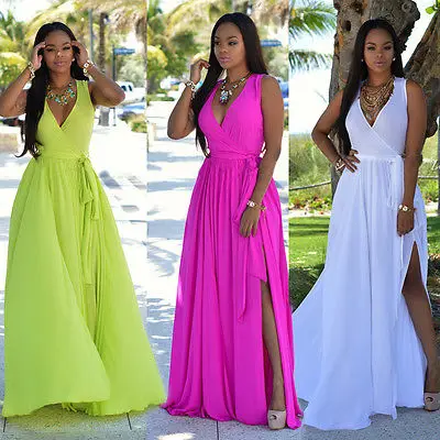 Women Sexy Summer Dress Boho Maxi Long Evening Party Beach Sundress | Женская одежда