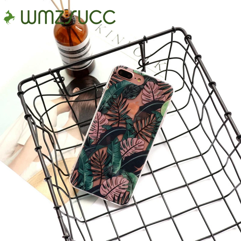 Wmzsucc Chic японский рисунок банановых листьев Прозрачный чехол для телефона iPhone 6S 6 8