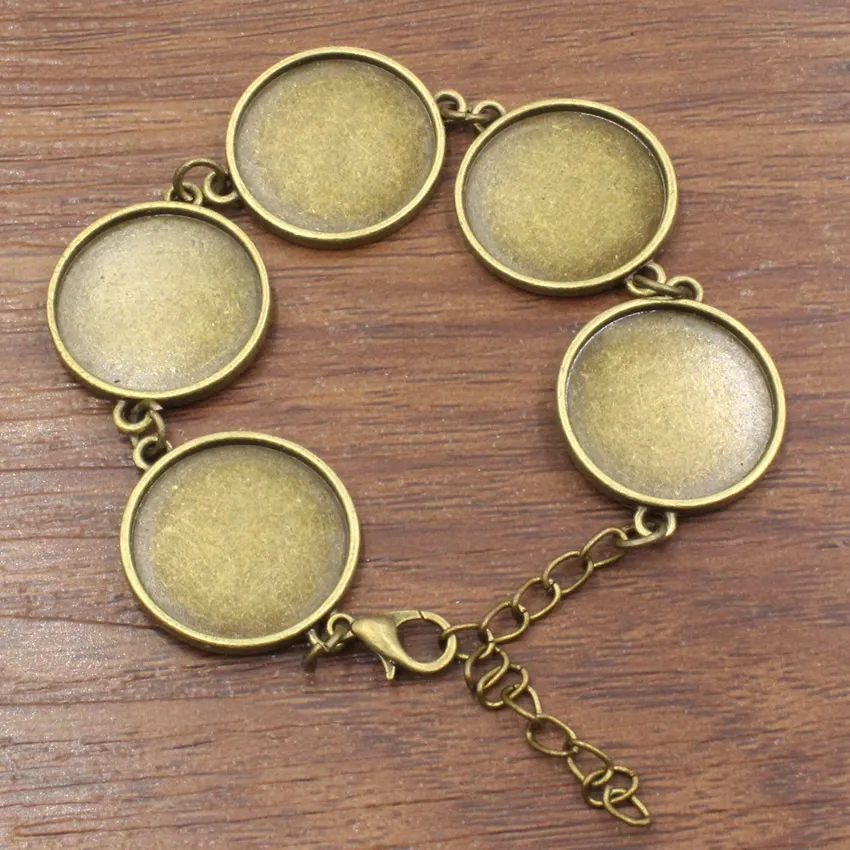 Винтажное круглое пустое основание для браслета-кабошона из цинкового сплава