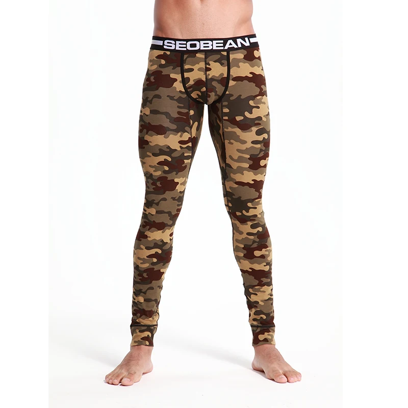 Men's Cotton Thermal Underwear Long John Camouflage Leggings  warm trousers pants underpants