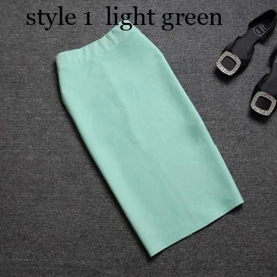 Высококачественные женские юбки s, Офисная Женская юбка, облегающая до колена, высокая талия, стрейчевая, хлопок, прямые юбки-карандаш - Цвет: style 1
