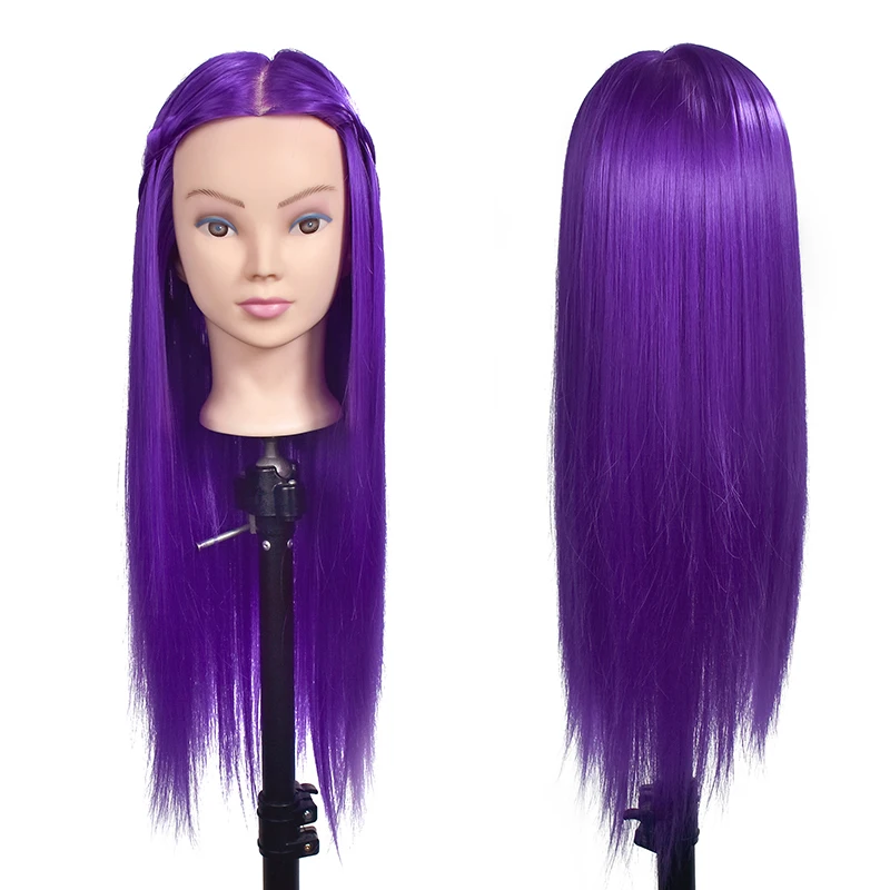 

26" 100% Synthetic Fiber Hair Hairdressing Training Head Cosmetology Mannequin Head For College + Braid Tool Set