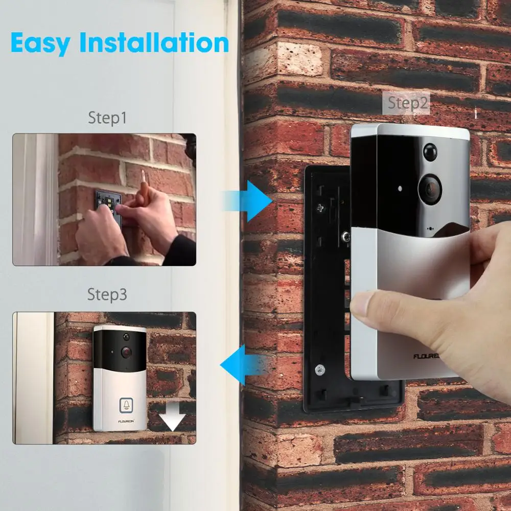 Floureon WIFI дверной звонок IP65 водонепроницаемая смарт видео дверная камера 720P