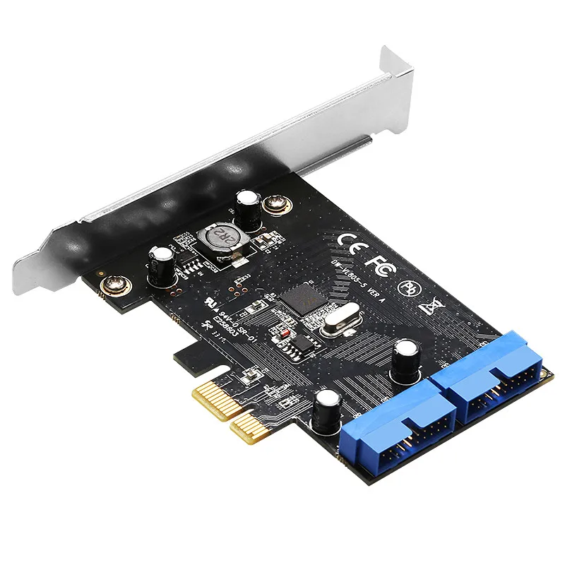 Суперскоростная PCI Express к двойной 20 Pin USB 3 0 Карта контроллера E X1 2 портам головка с