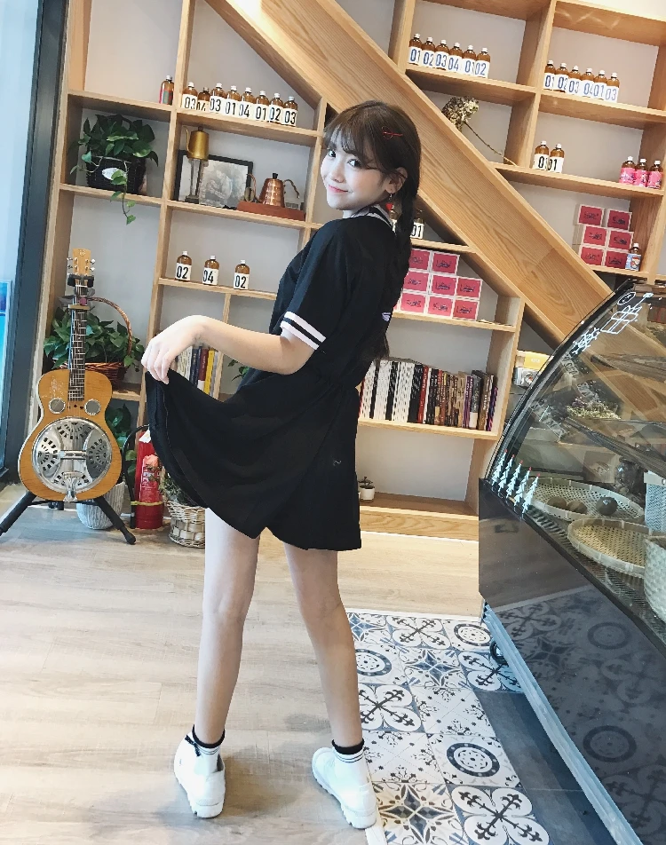 Японское мягкое весенне-летнее милое платье с вышивкой в виде сердечек высокой