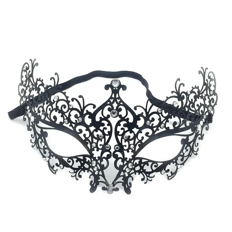 Womens Elegant Light Metal Venetian Black Masquerade Mask Red or Blue Pink Rhinestones Party Costume Ball Wedding Masks | Дом и сад
