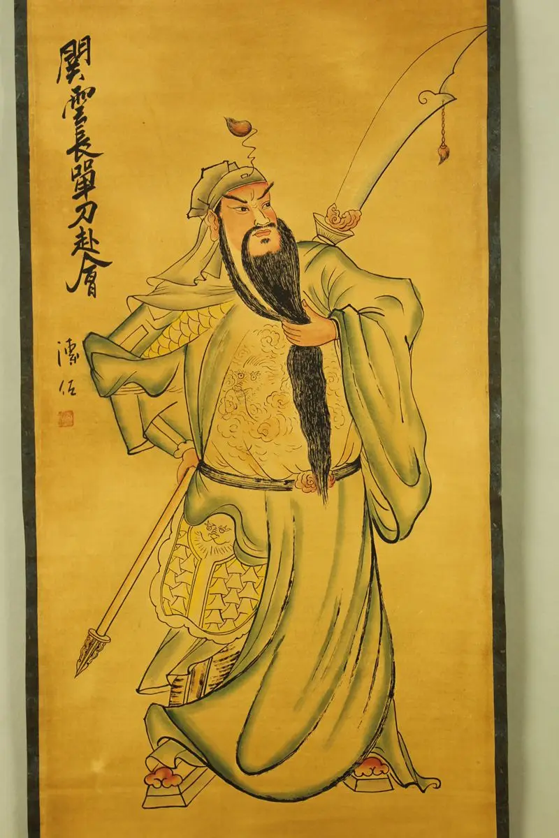 Античная каллиграфия и живопись большой нож Guan Gong портрет коллекции|Рисование