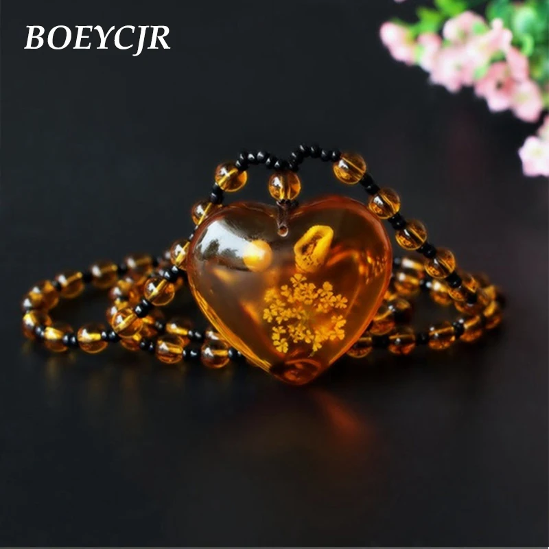 BOEYCJR Винтажное колье из смолы в форме сердца ручной работы этническое цветочное
