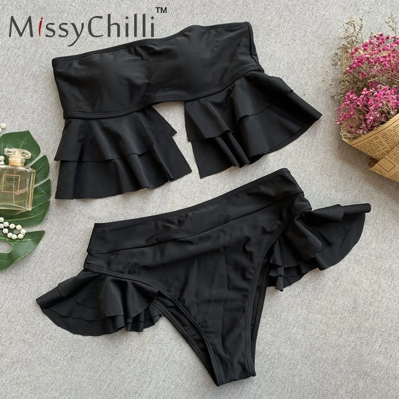 Женский винтажный купальник MissyChilli черный облегающий пуш-ап с открытой спиной и