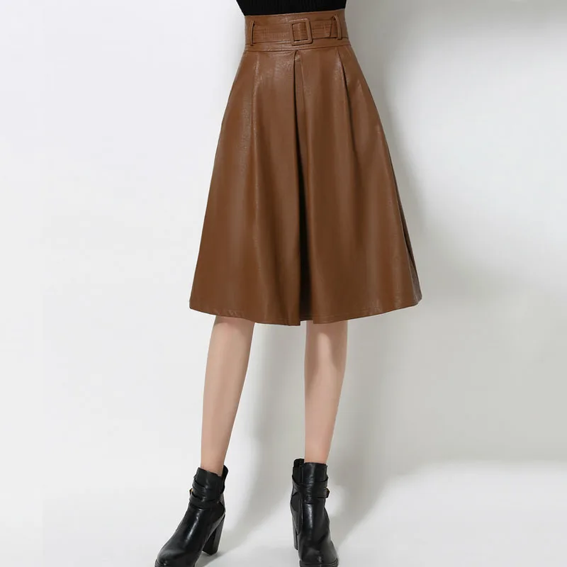 1 шт. Для женщин большие размеры плиссированные юбки 2018 Весенняя мода PU кожа