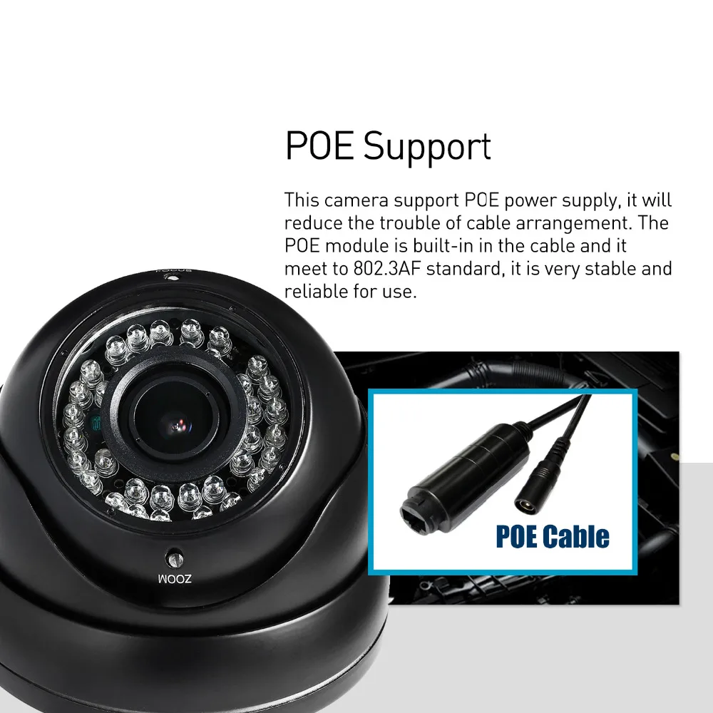 H.265 POE наружная 1080P 2 8 12 мм зум ip камера 36 LED HD 2.0MP Водонепроницаемая безопасности ONVIF
